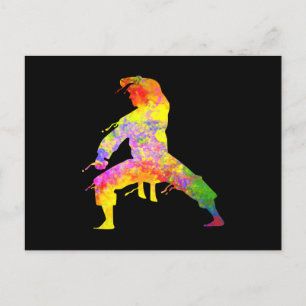 Mixed Martial Arts Colourful Silhouette for Kids Postcard