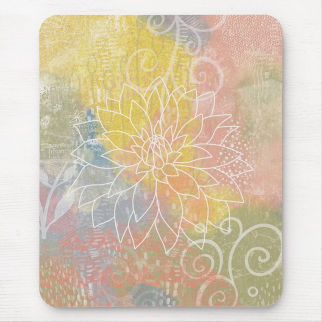 Mixed Media Abstract Flower  Mouse Pad (Front)