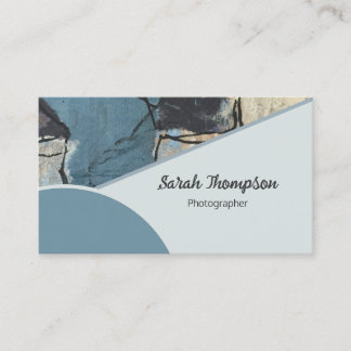 Mixed Media Abstract Grey Grey Blue QR Code Business Card