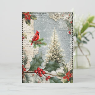 Mixed Media Abstract Vintage Style Christmas Card