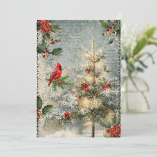 Mixed Media Abstract Vintage Style Christmas Card