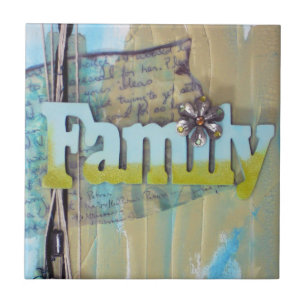 Mixed Media Art Family Ceramic Tile