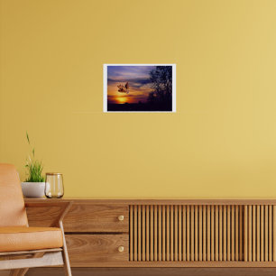 Mixed Media Art Sunset Owl Poster