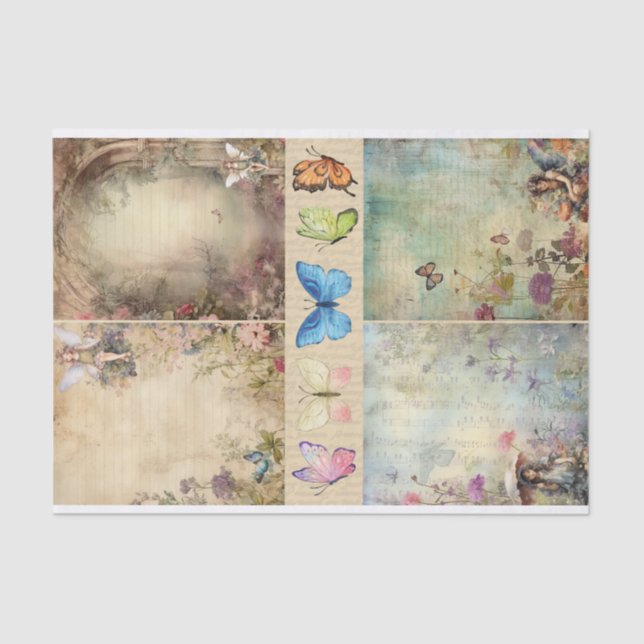 Mixed Media Artist Junk Journal Fairy Collage Tissue Paper (Front)