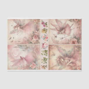 Mixed Media Artist Pink Junk Journal Fairy Collage Tissue Paper