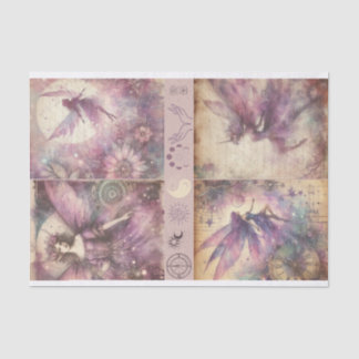 Mixed Media Artist Purpe Fairy Art Junk Journal  Tissue Paper