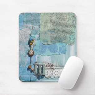 Mixed Media Blue Memories Art Mouse Pad