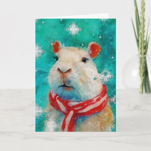 Mixed Media Capybara Print Christmas Card AP455B1