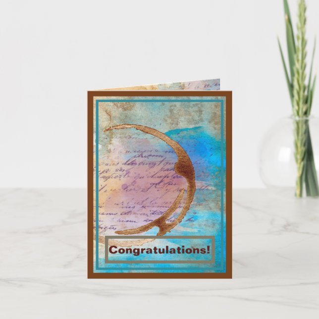 Mixed Media Coffee Stain Junk Journal Congrats  Card (Front)