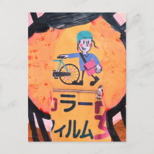 Mixed Media collage Newspaper delivery person  Postcard