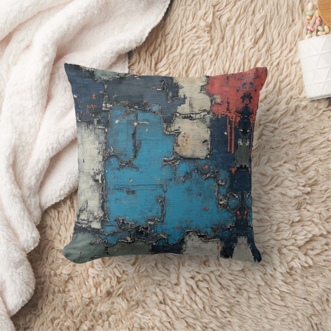 Mixed Media Collage Paint Drip Cushion (Blanket)