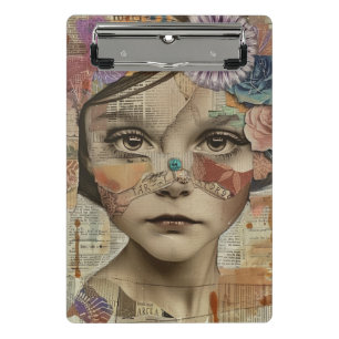 Mixed Media Collage Portrait Art (10) Mini Clipboard