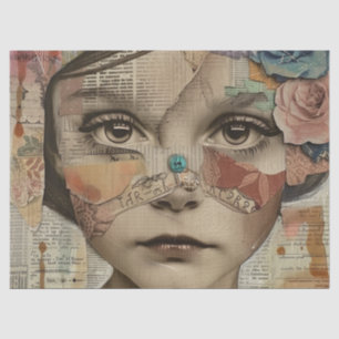 Mixed Media Collage Portrait Art (10) Tissue Paper