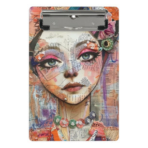 Mixed Media Collage Portrait Art (11) Mini Clipboard