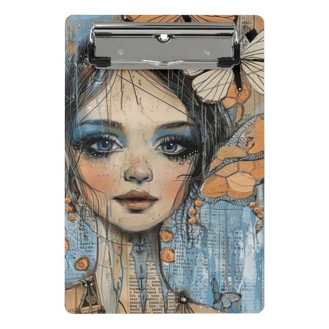 Mixed Media Collage Portrait Art (12) Mini Clipboard (Front)