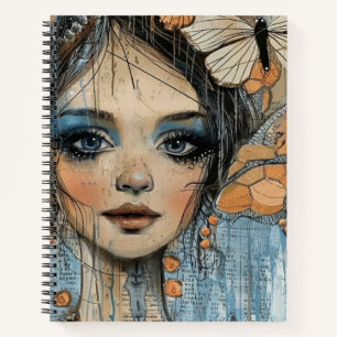 Mixed Media Collage Portrait Art (12) Notebook