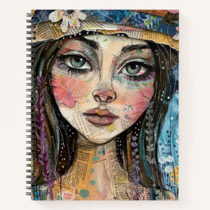 Mixed Media Collage Portrait Art (3) Notebook
