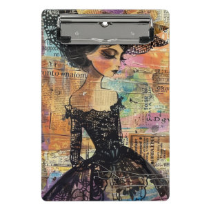 Mixed Media Collage Portrait Art (4) Mini Clipboard