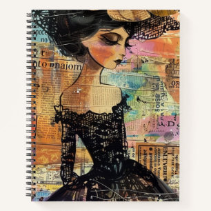 Mixed Media Collage Portrait Art (4) Notebook