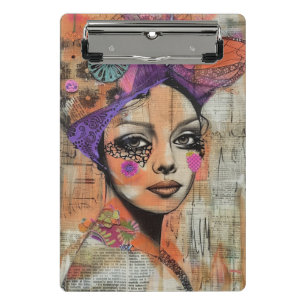 Mixed Media Collage Portrait Art (5) Mini Clipboard