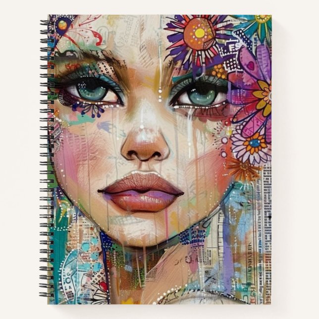 Mixed Media Collage Portrait Art (6) Notebook (Front)