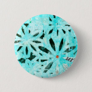 Mixed Media Daisy Art 6 Cm Round Badge