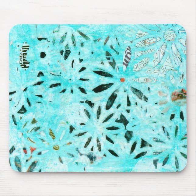 Mixed Media Daisy Art Mouse Pad (Front)