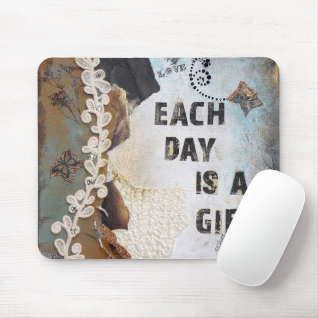 Mixed Media Each Day Is A Gift Quote Art Mouse Pad (With Mouse)