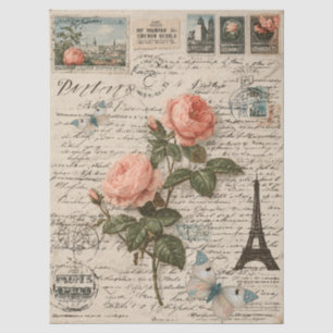 Mixed Media Eiffel Tower, Florals & Butterflies Tissue Paper