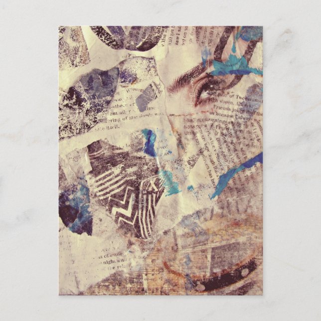 Mixed Media Eye Patterns Abstract Postcard (Front)