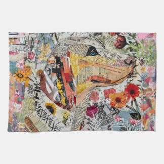 Mixed Media Floral Dog Kitchen Towel