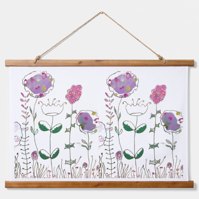 Mixed Media Floral  Hanging Tapestry (Front)