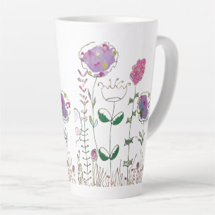 Mixed Media Floral  Latte Mug