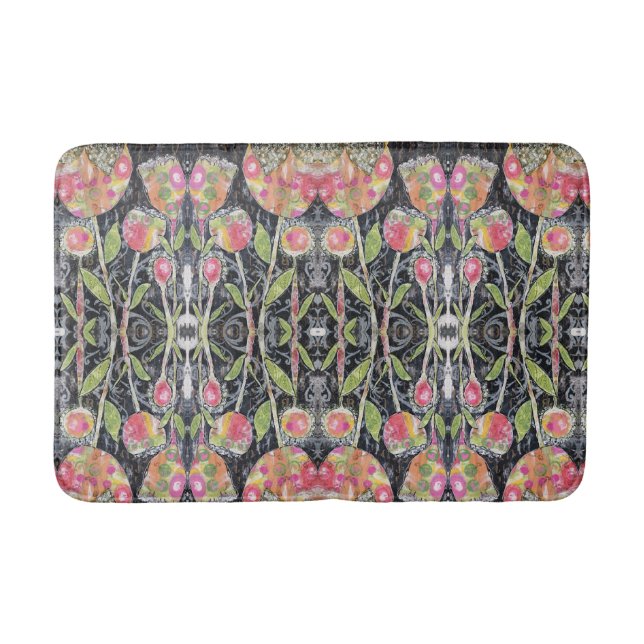 Mixed Media Flowers Abstract Bath Mat (Front)