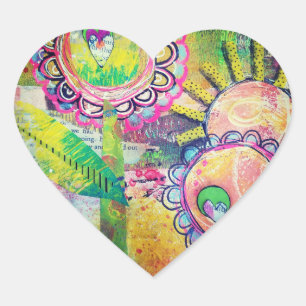 Mixed Media Glower Garden Heart Stickers