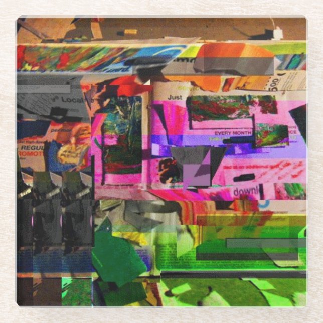 Mixed Media Graphics art Glass Coaster (Front)