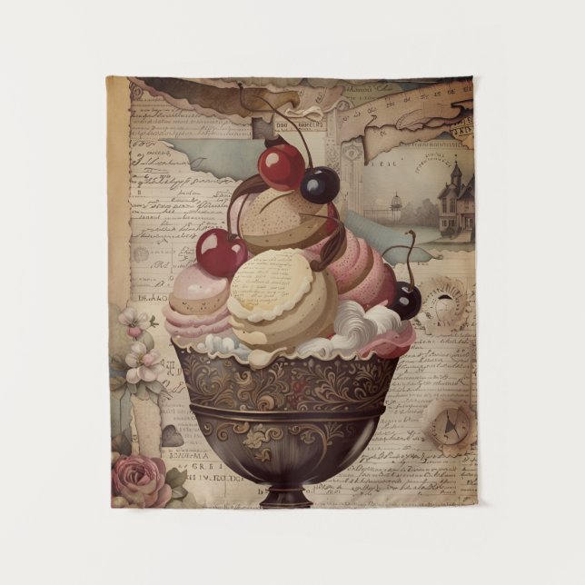 Mixed Media Icecream Collage Tapestry (Front)