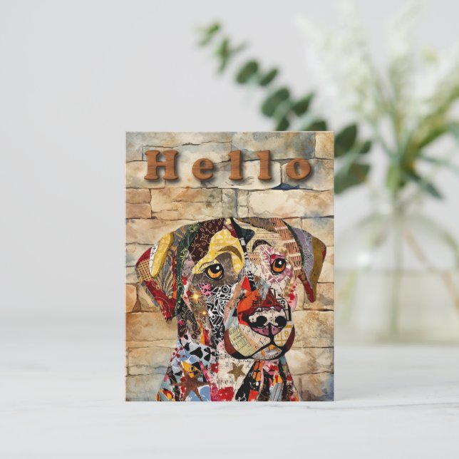 Mixed Media Labrador Retriever Greeting Card (Standing Front)