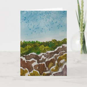 Mixed Media Landscape Rocks and Sky Painting Card
