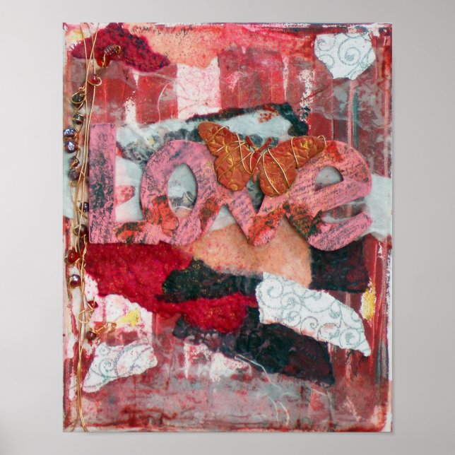 Mixed Media Love Butterfly Art Print (Front)