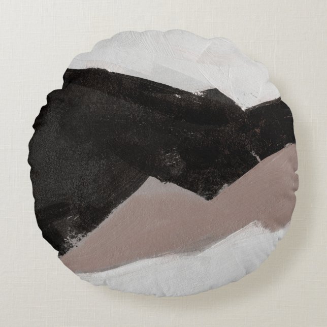 Mixed media painting, minimalist abstract design. round cushion (Front)