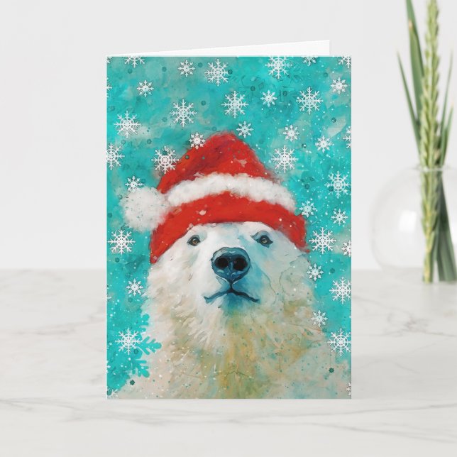 Mixed Media Polar Bear Print Holiday Card AP456B1 (Front)