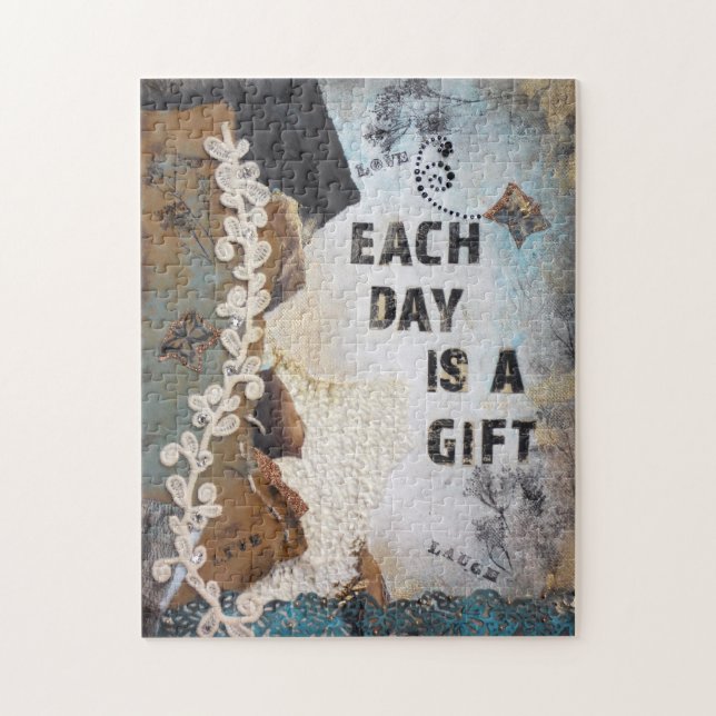 Mixed Media Quote Each Day Is A Gift Jigsaw Puzzle (Vertical)