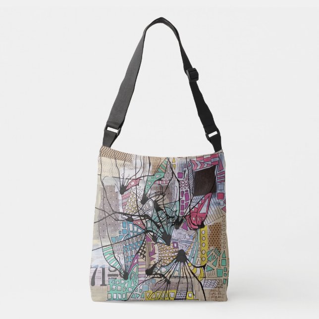Mixed Media Recycled Art Crossbody Bag (Front)
