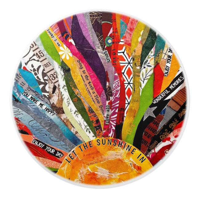 Mixed Media Sun  Ceramic Knob (Front)