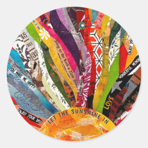 Mixed Media Sun Classic Round Sticker
