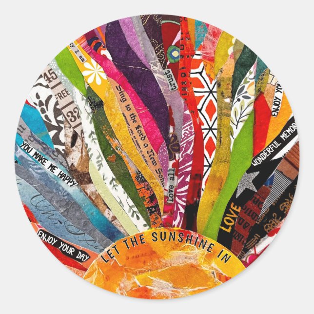 Mixed Media Sun  Classic Round Sticker (Front)