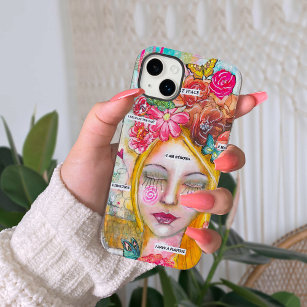 Mixed Media Whimsical Girl Artistic Colourful Fun iPhone 13 Pro Case