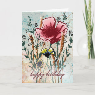 Mixed Media Wildflower Birthday Card