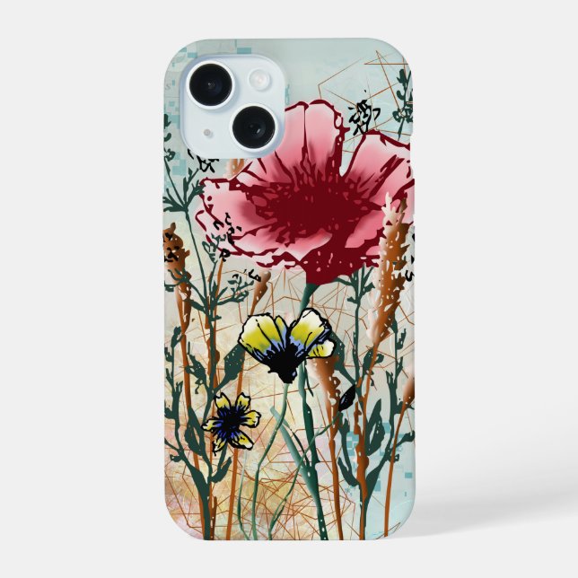 Mixed Media Wildflower Phone Case (Back)